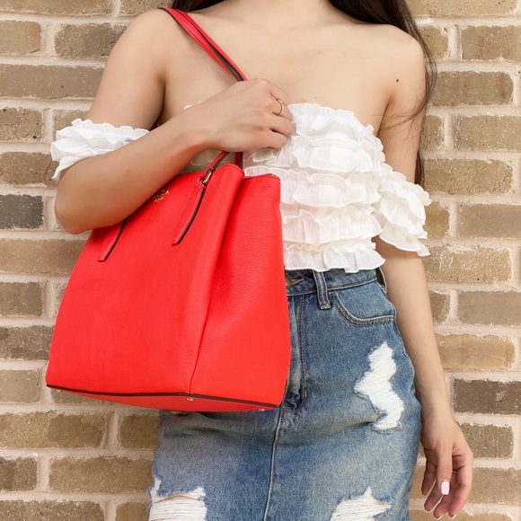 Kate spade red coral leather tote - Picture 4 of 4